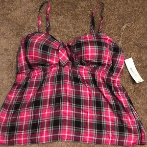 Adorable pink plaid Cami